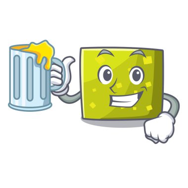 Suyu kare maskot karikatür tarzı ile