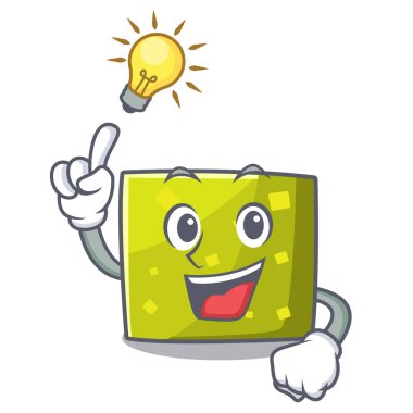 Bir fikir kare maskot karikatür tarzı var