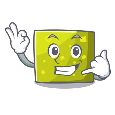 Kare maskot karikatür tarzı beni ara