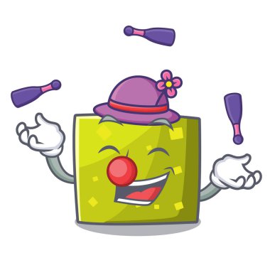 Kare maskot karikatür tarzı hokkabazlık