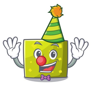 Palyaço kare maskot karikatür tarzı