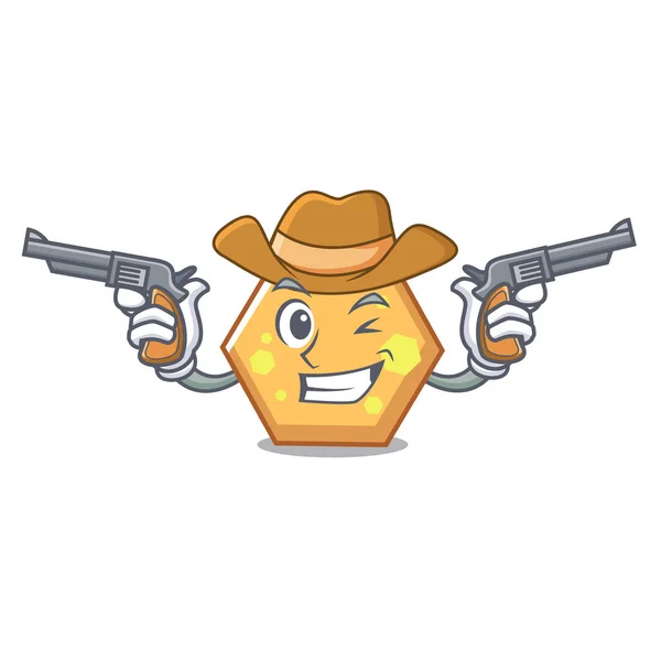 Cowboy Hexagon Charakter Cartoon Stil Vektor Illustration — Stockvektor