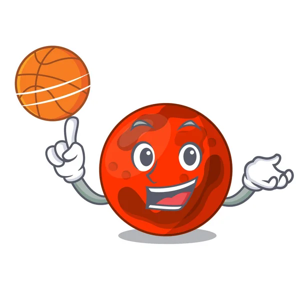 Mit Basketball Mars Planet Charakter Cartoon Vektor Illustration — Stockvektor