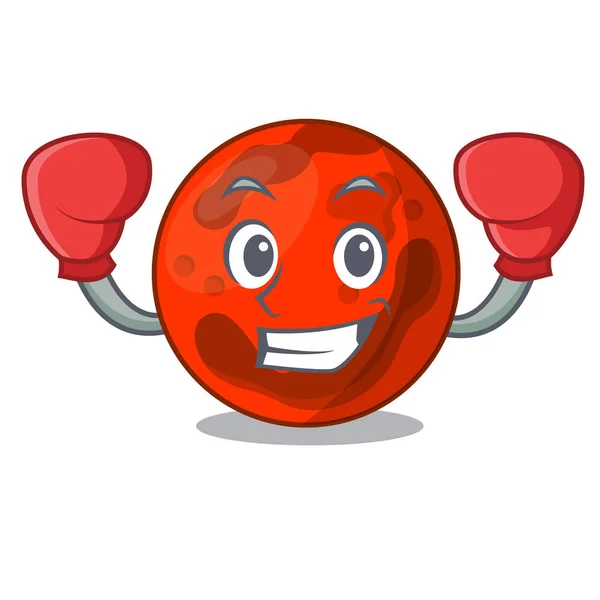 Boxing Mars Planet Character Cartoon Vector Illustration — Stock Vector
