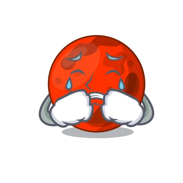 Pleurer Mars Planète Mascotte Dessin Animé Vectoriel Illustration — Image vectorielle