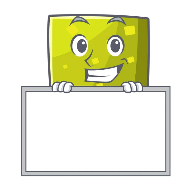 Grinning com estilo de desenho animado de caráter quadrado de placa — Vetor de Stock