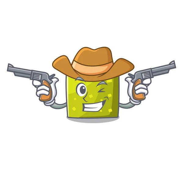 Cowboy quadrado personagem desenho animado estilo — Vetor de Stock