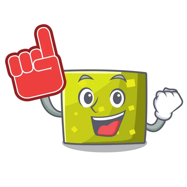 Espuma dedo quadrado mascote estilo cartoon — Vetor de Stock