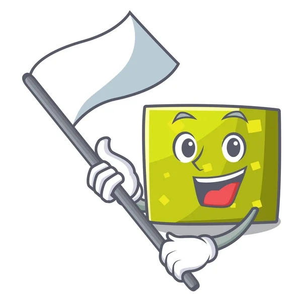 Dengan flag square mascot gaya kartun - Stok Vektor