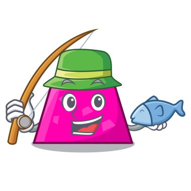 Trapez maskot karikatür tarzı Balık tutma
