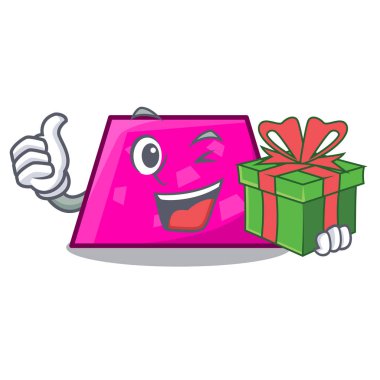 Hediye trapez maskot karikatür tarzı ile