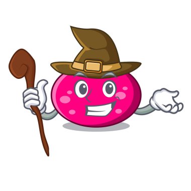 Cadı elips maskot karikatür tarzı vektör çizim