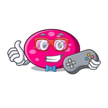 Oyun elips maskot karikatür tarzı vektör çizim