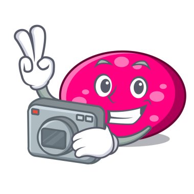 Fotoğrafçı elips maskot karikatür tarzı vektör çizim