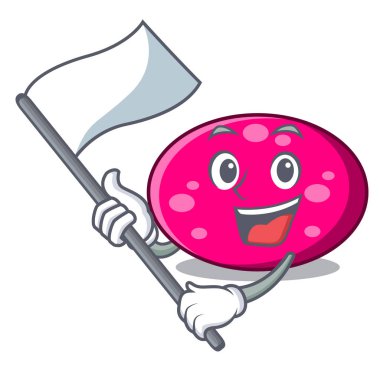 Bayrak elips maskot karikatür tarzı vektör çizim ile