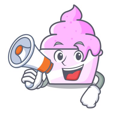 Megafon dondurma kağıt Kupası karakter karikatür ile