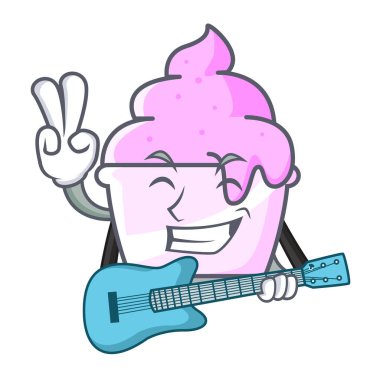 Gitar dondurma kağıt Kupası maskotu karikatür ile