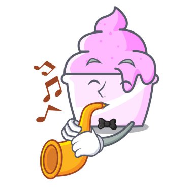 Trompet dondurma kağıt Kupası maskotu karikatür ile