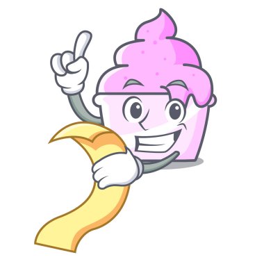 Menü dondurma kağıt Kupası maskotu karikatür ile