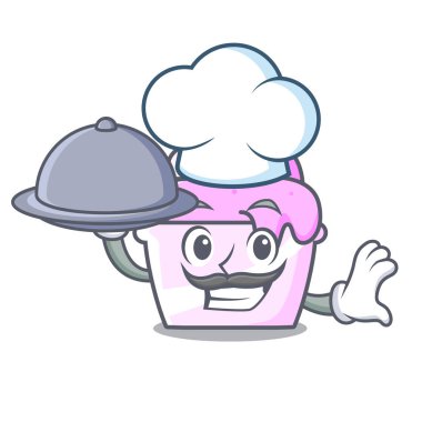 Şef gıda dondurma kağıt Kupası maskotu karikatür ile