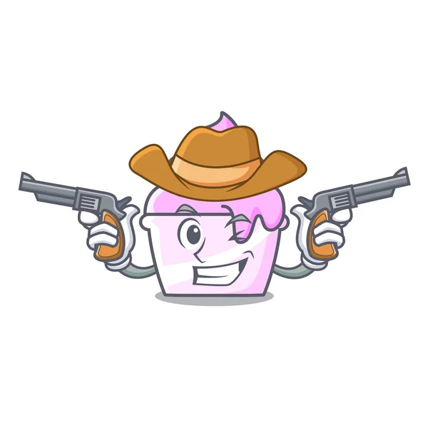 Cowboy ice cream paper cup character cartoon — Stock Vector