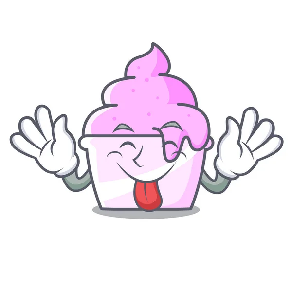 Lingua fuori gelato carta tazza mascotte cartone animato — Vettoriale Stock