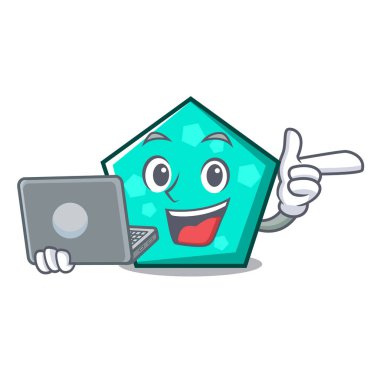 Dizüstü pentagon karakter karikatür tarzı vektör çizim ile