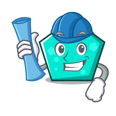 Mimar pentagon karakter karikatür tarzı vektör çizim