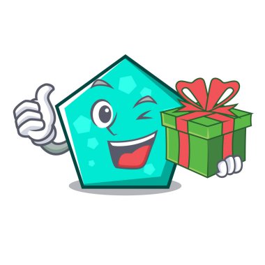 Hediye pentagon maskot karikatür tarzı vektör çizim ile