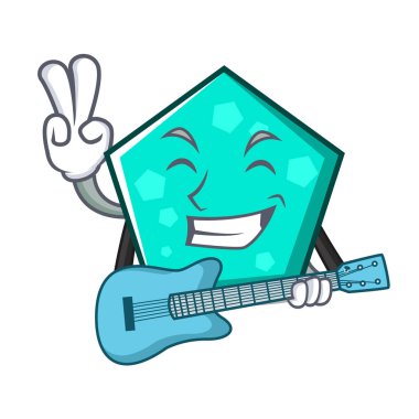 Gitar pentagon maskot karikatür tarzı vektör çizim ile
