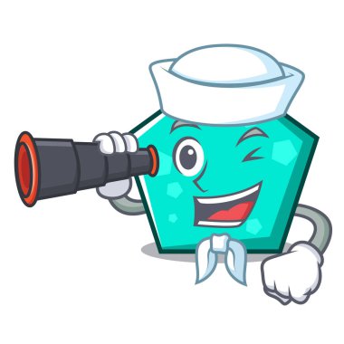 Denizci dürbün pentagon maskot karikatür tarzı vektör çizim ile