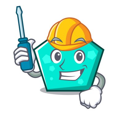 Otomotiv pentagon maskot karikatür tarzı vektör çizim