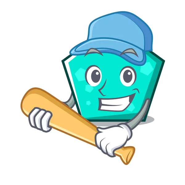 Jouer Baseball Pentagone Personnage Dessin Animé Style Illustration Vectorielle — Image vectorielle