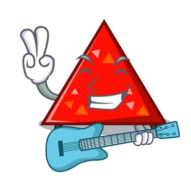 Gitar triangel maskot karikatür tarzı vektör çizim ile