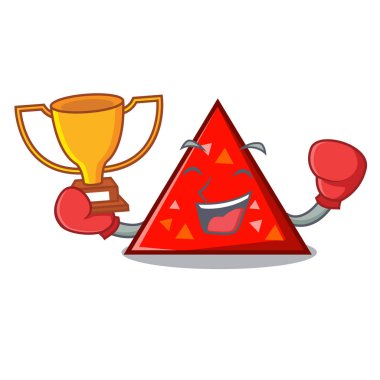 Boks şampiyonu triangel maskot karikatür tarzı vektör çizim