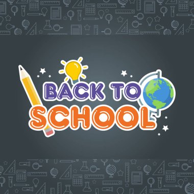 Geri okul hoş geldiniz eğitim vektör çizim için