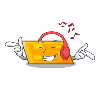 Dinleme müzik paralelkenar maskot karikatür tarzı vektör çizim
