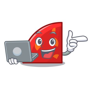 Dizüstü çeyreği karakter karikatür tarzı vektör çizim ile