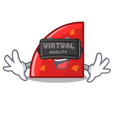 Sanal gerçeklik çeyreği maskot karikatür tarzı vektör çizim