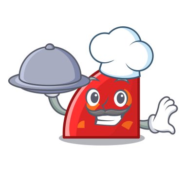 Şef gıda çeyreği maskot karikatür tarzı vektör çizim ile