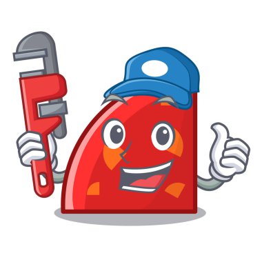 Tesisatçı çeyreği maskot karikatür tarzı vektör çizim