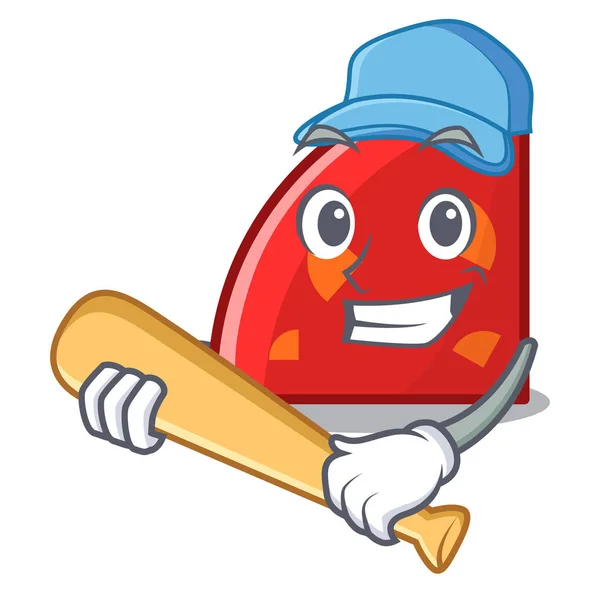 Hrát Baseball Kvadrant Charakter Kreslený Styl Vektorové Ilustrace — Stockový vektor