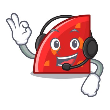 Kulaklık çeyreği maskot karikatür tarzı vektör çizim ile