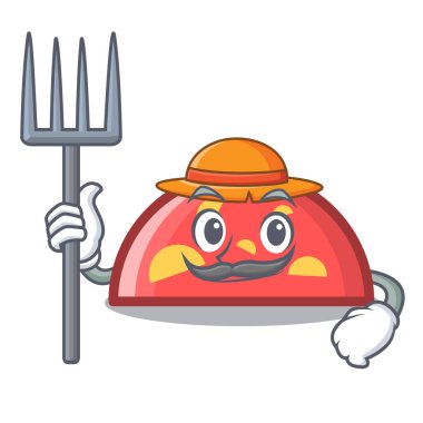 Çiftçi yarım daire karakter karikatür tarzı vektör çizim