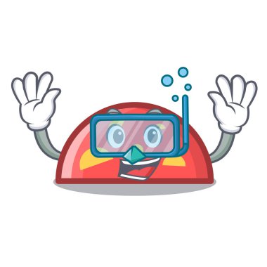 Dalış yarım daire karakter karikatür tarzı vektör çizim