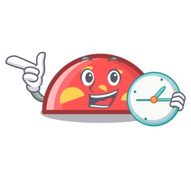 Saati yarım daire karakter karikatür tarzı vektör çizim ile