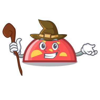 Cadı yarım daire maskot karikatür tarzı vektör çizim