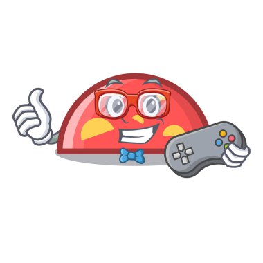 Oyun yarım daire maskot karikatür tarzı vektör çizim