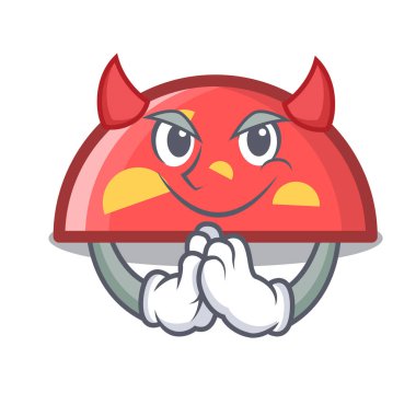 Şeytan yarım daire maskot karikatür tarzı vektör çizim