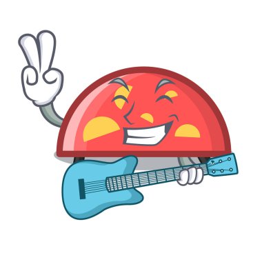 Gitar yarım daire maskot karikatür tarzı vektör çizim ile